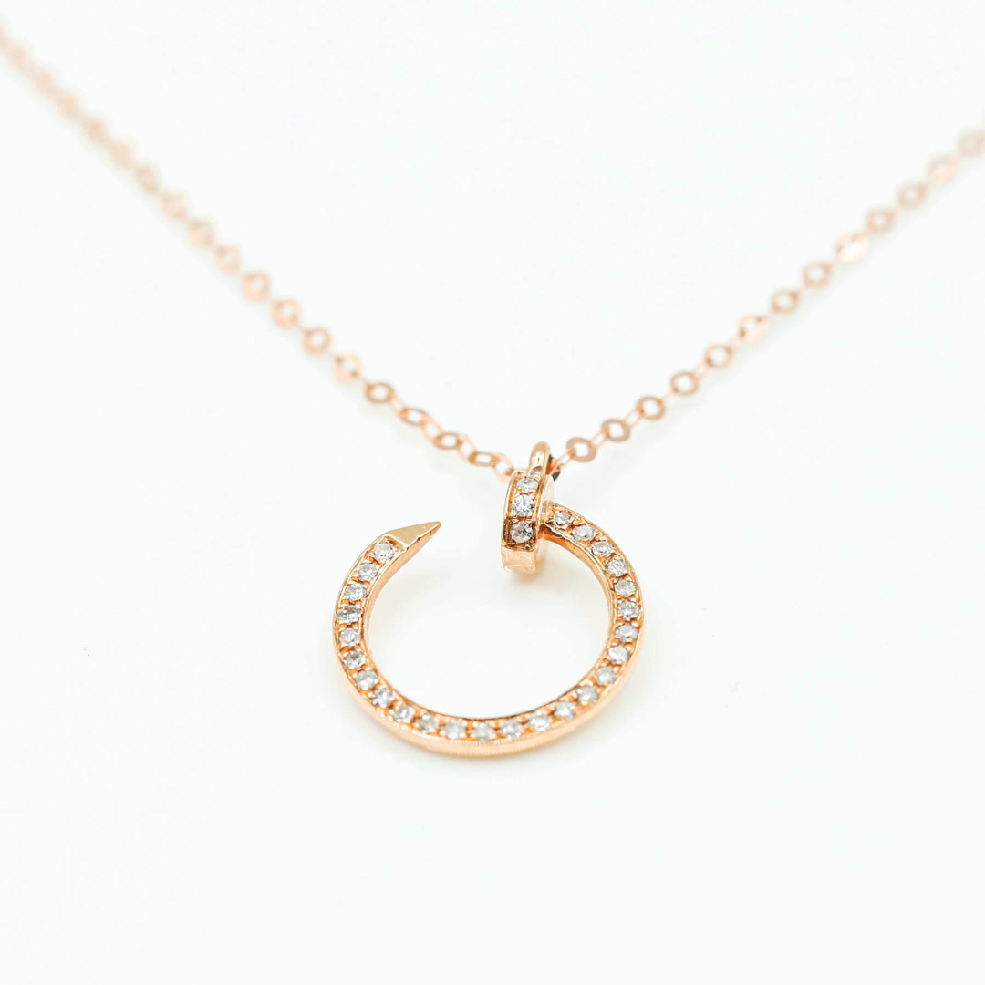 玫瑰金鉤子鑽石項鍊0.12ct/18k