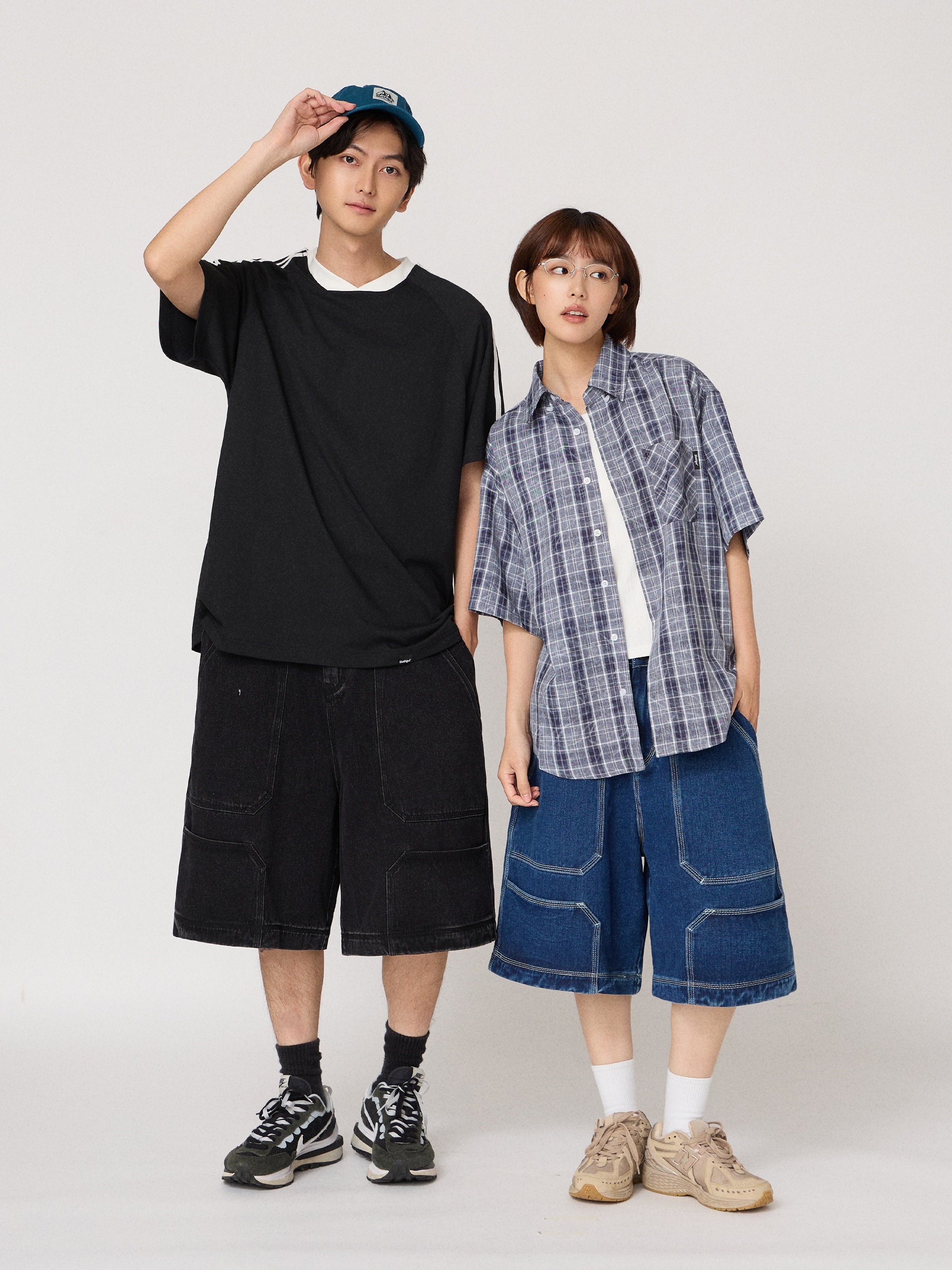 多口袋重磅牛仔短褲