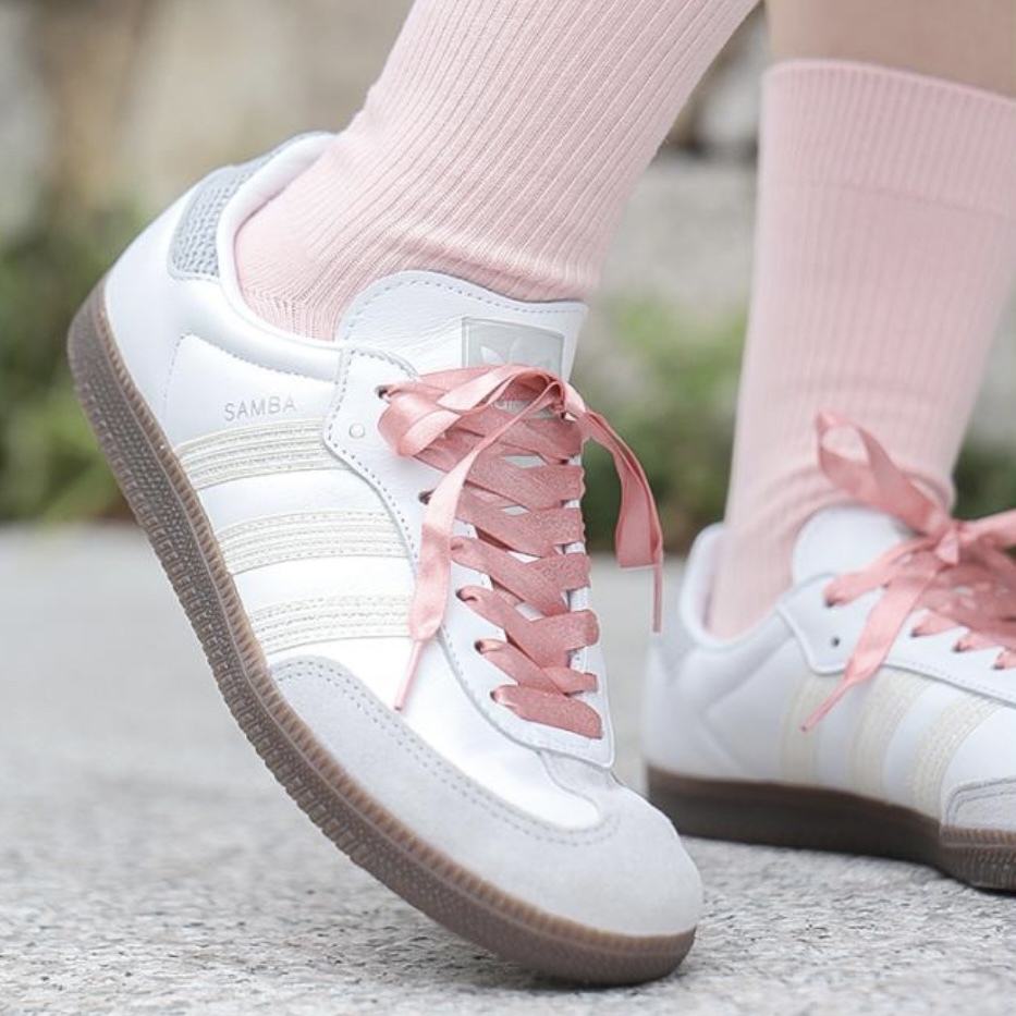 ADIDAS SAMBA OG W 米白粉 緞帶 紋理感 女鞋 國外限定 JQ3506