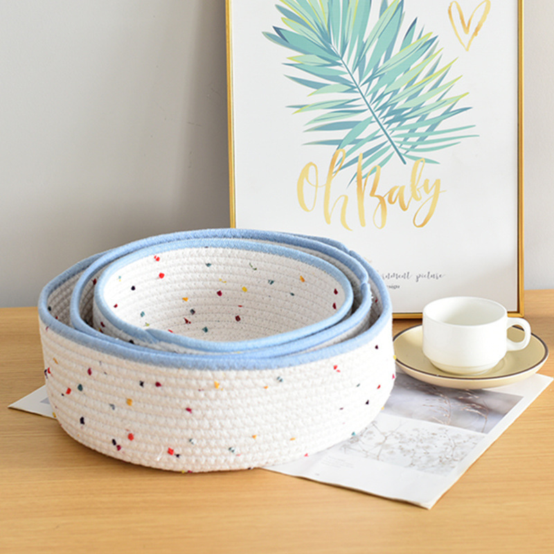 《6140》藍白拼色彩點收納籃