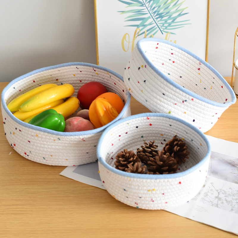 《6140》藍白拼色彩點收納籃