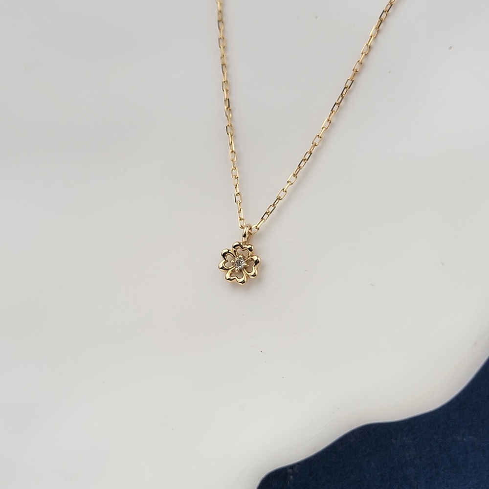 【me.luxe】K10幸運草1分鑽項鍊