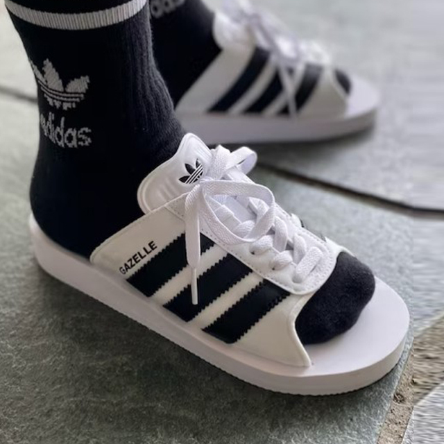 ADIDAS GAZELLE BEACH 白黑 海灘拖鞋 鞋帶 休閒 女鞋 愛迪達 JQ7420