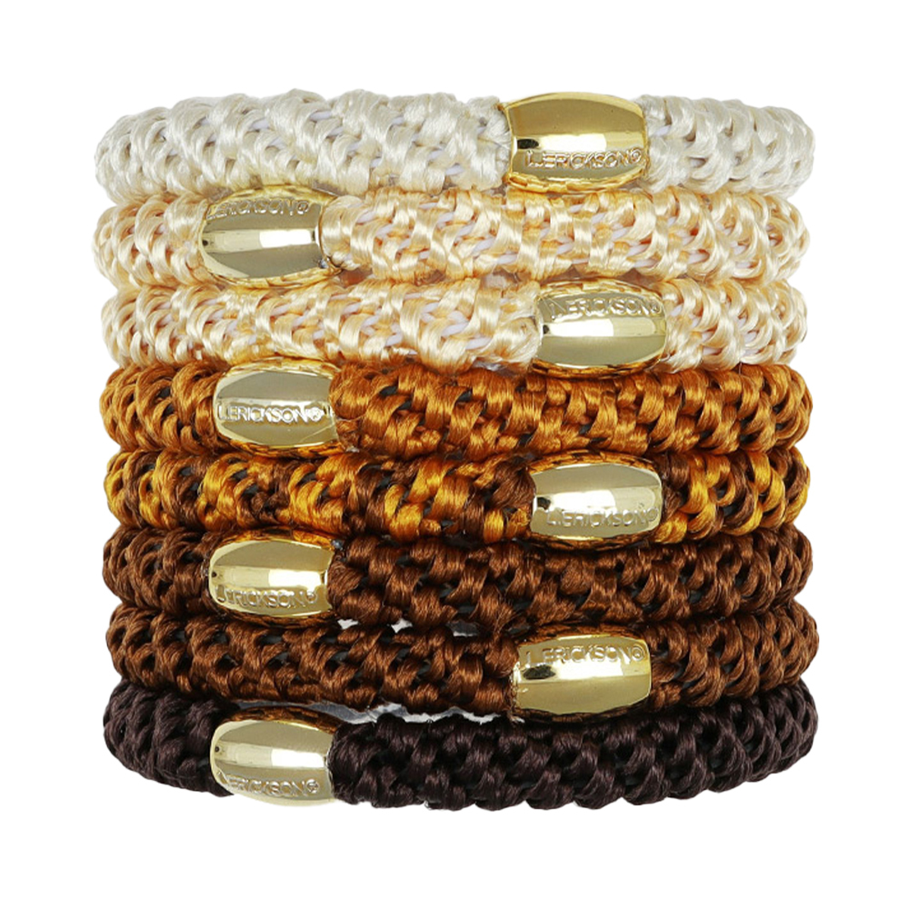 L. ERICKSON 彈力髮圈-8入〈焦糖皮棕〉