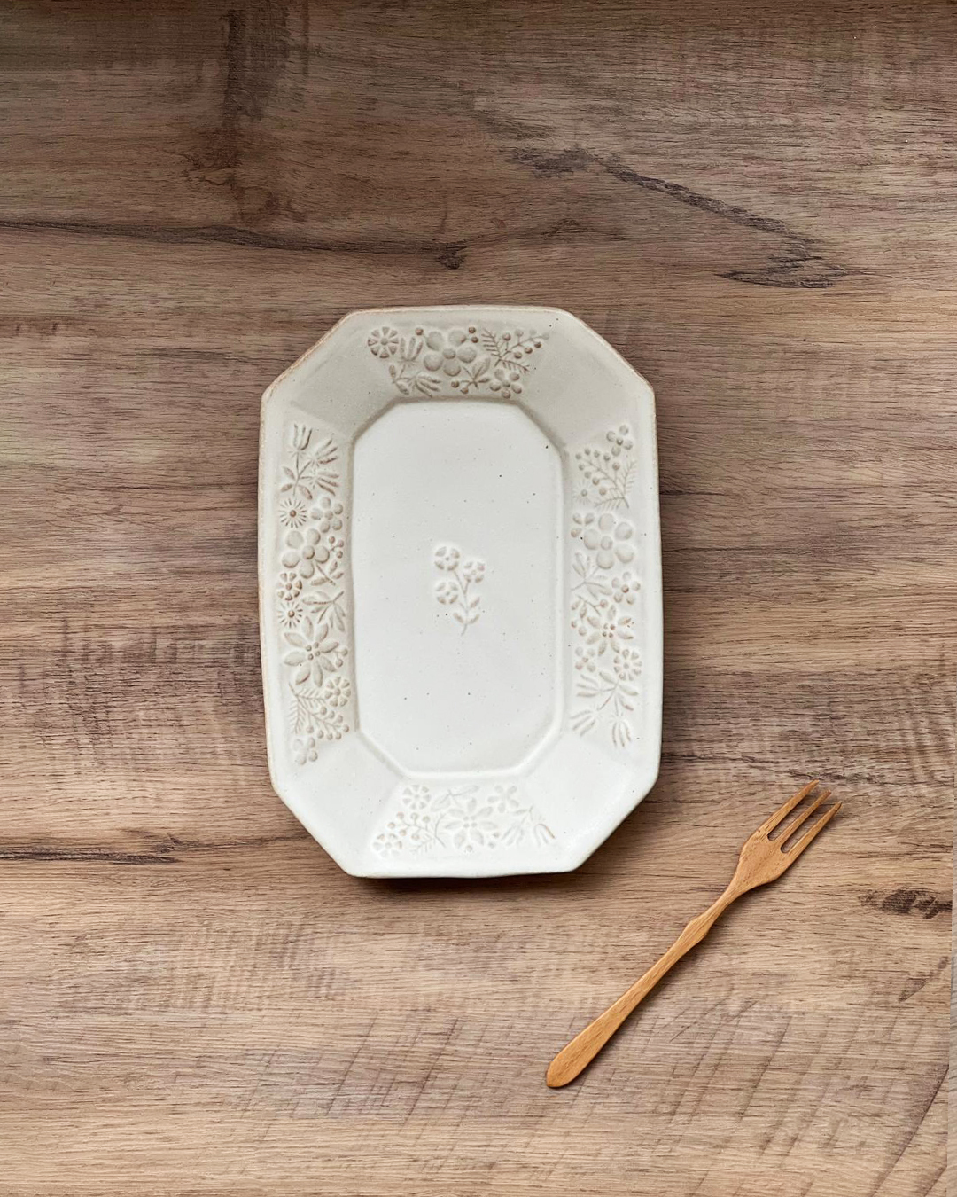 益子燒 kinari 花園八角碟 M｜職人 若林健吾