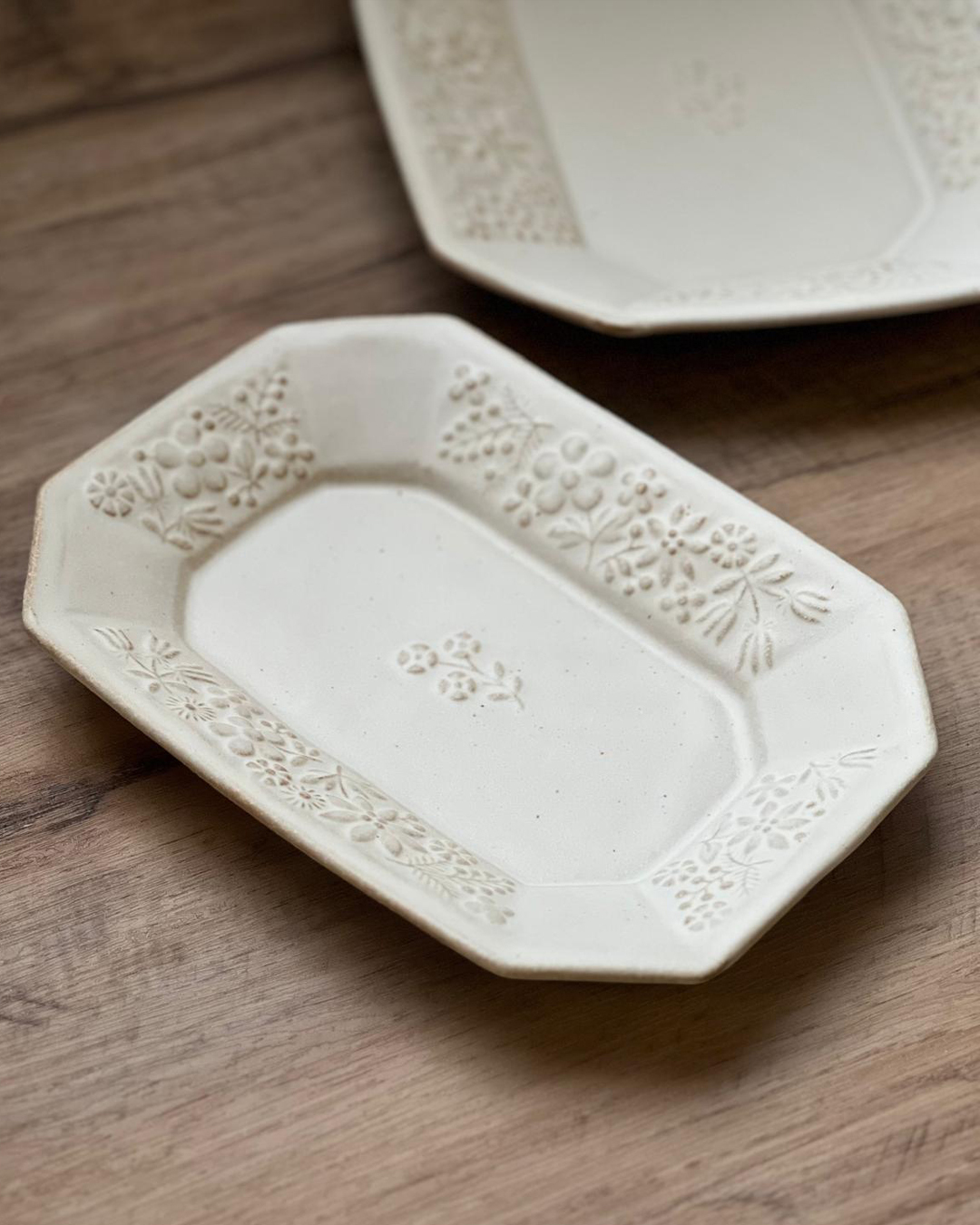 益子燒 kinari 花園八角碟 M｜職人 若林健吾