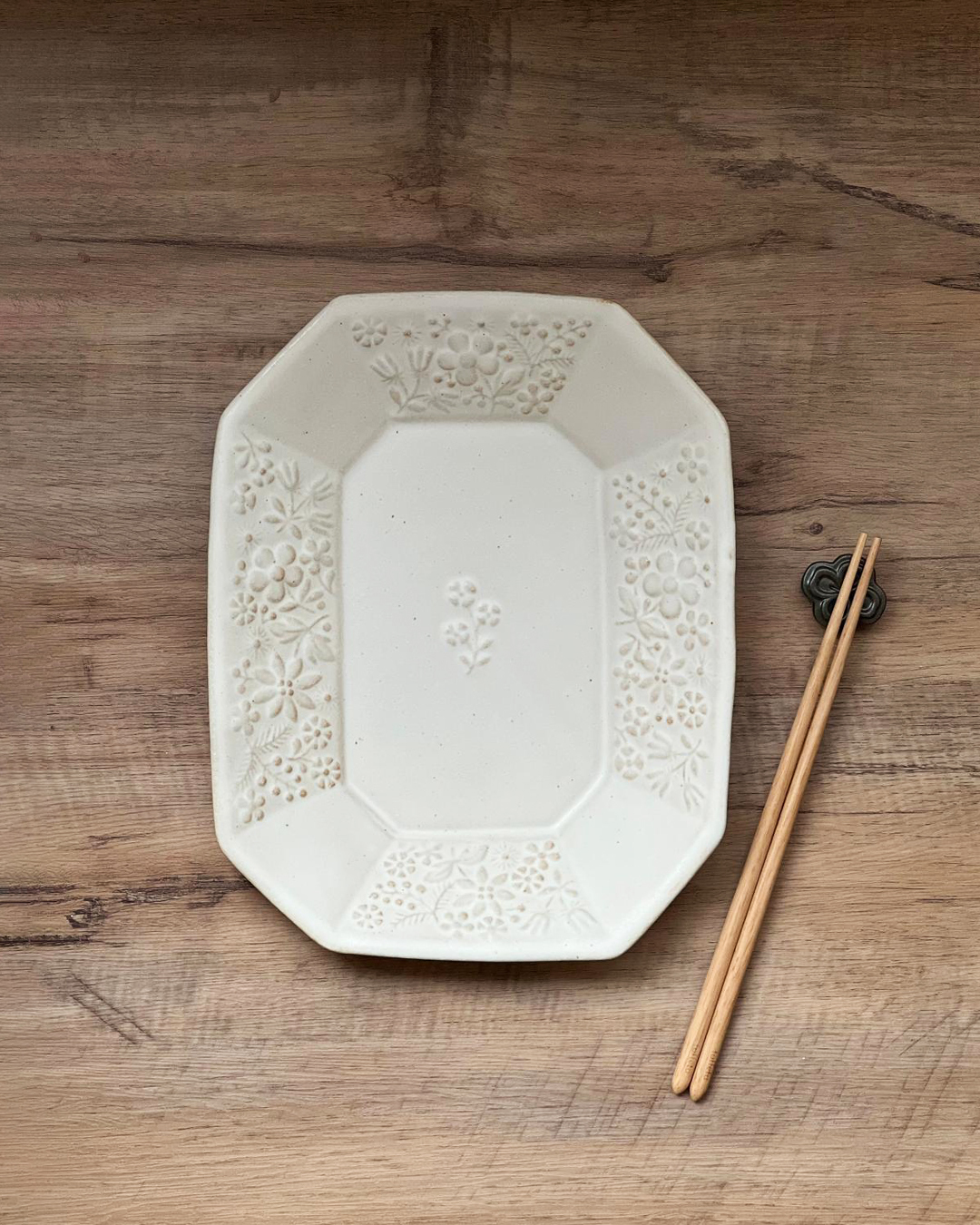 益子燒 kinari 花園八角碟 L｜職人 若林健吾