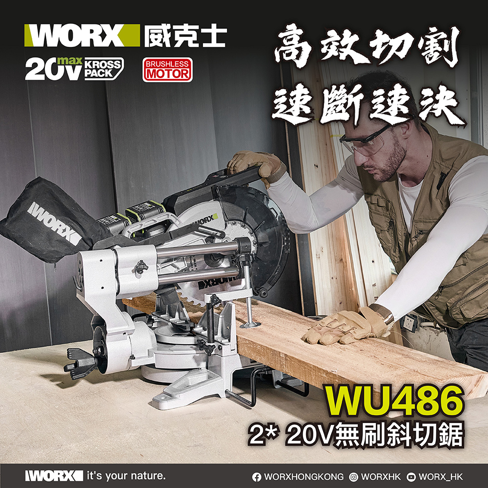 WORX WU486 2*20V 無刷鋰電切割機 (淨機)