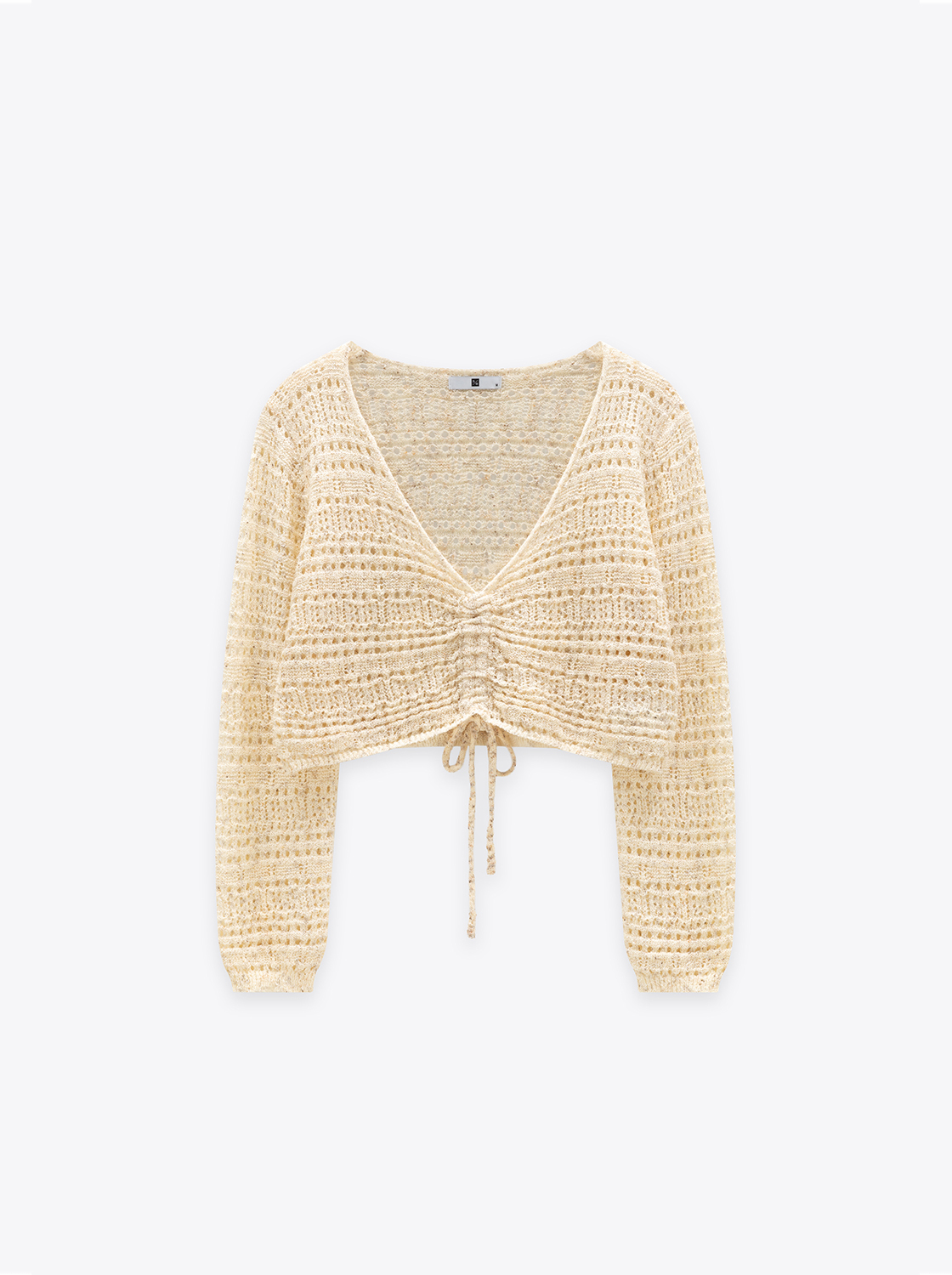 前抽繩度假毛織罩衫上衣