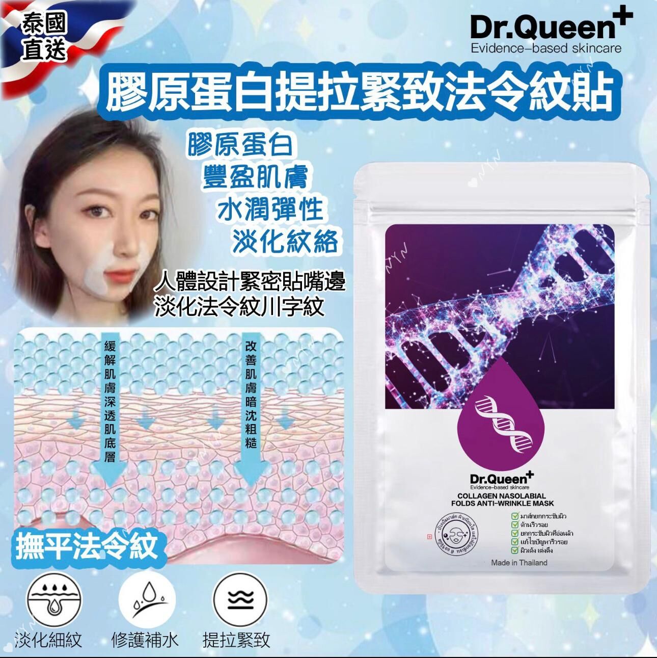 泰國直送 Dr.Queen+ 膠原蛋白提拉緊致法令紋貼
