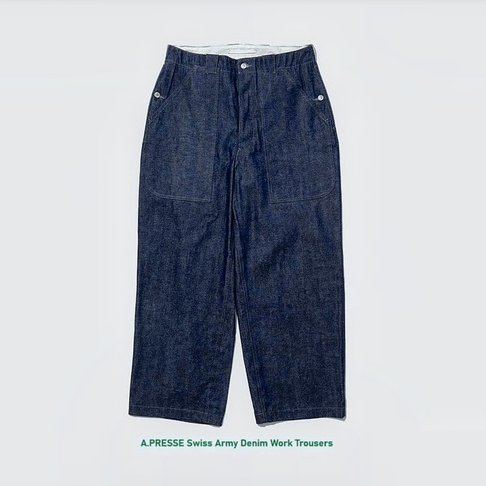 A.PRESSE 2025 SWISS ARMY DENIM WORK TROUSERS (25AAP-04-20) - PRE ORDER ITEM (預訂中)