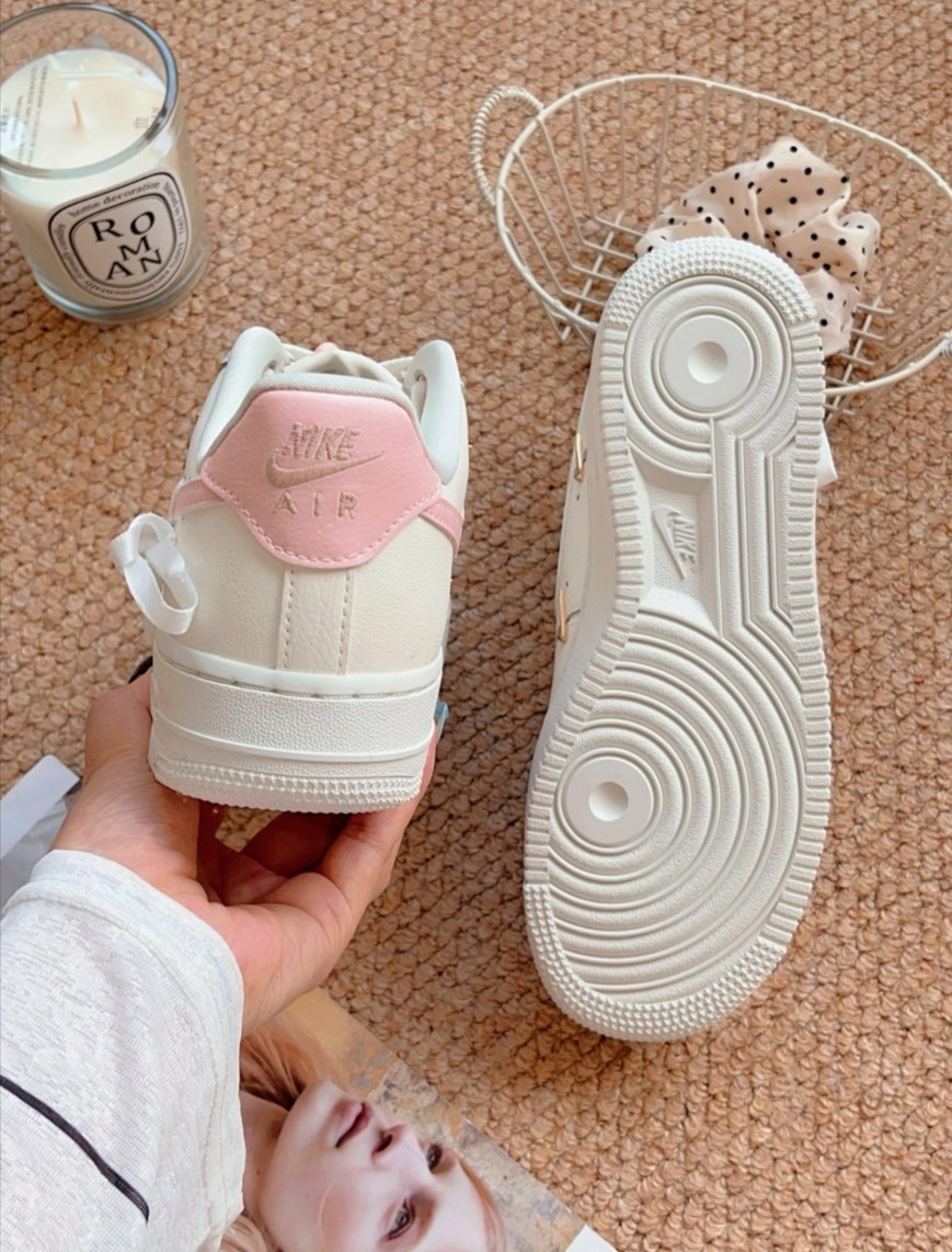 【訂製鞋款】Nike Air Force 1 純欲蕾絲 校園 芭蕾風 漸變 女款 白粉 休閒鞋 FV3654-111（Team531-純欲蕾絲）