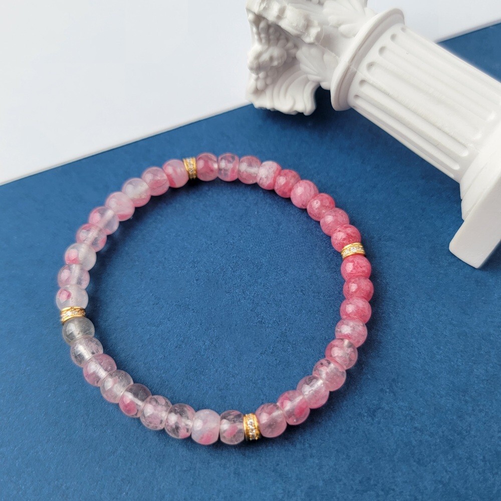 【me.luxe】SV粉紅泡泡水晶鋯石手串