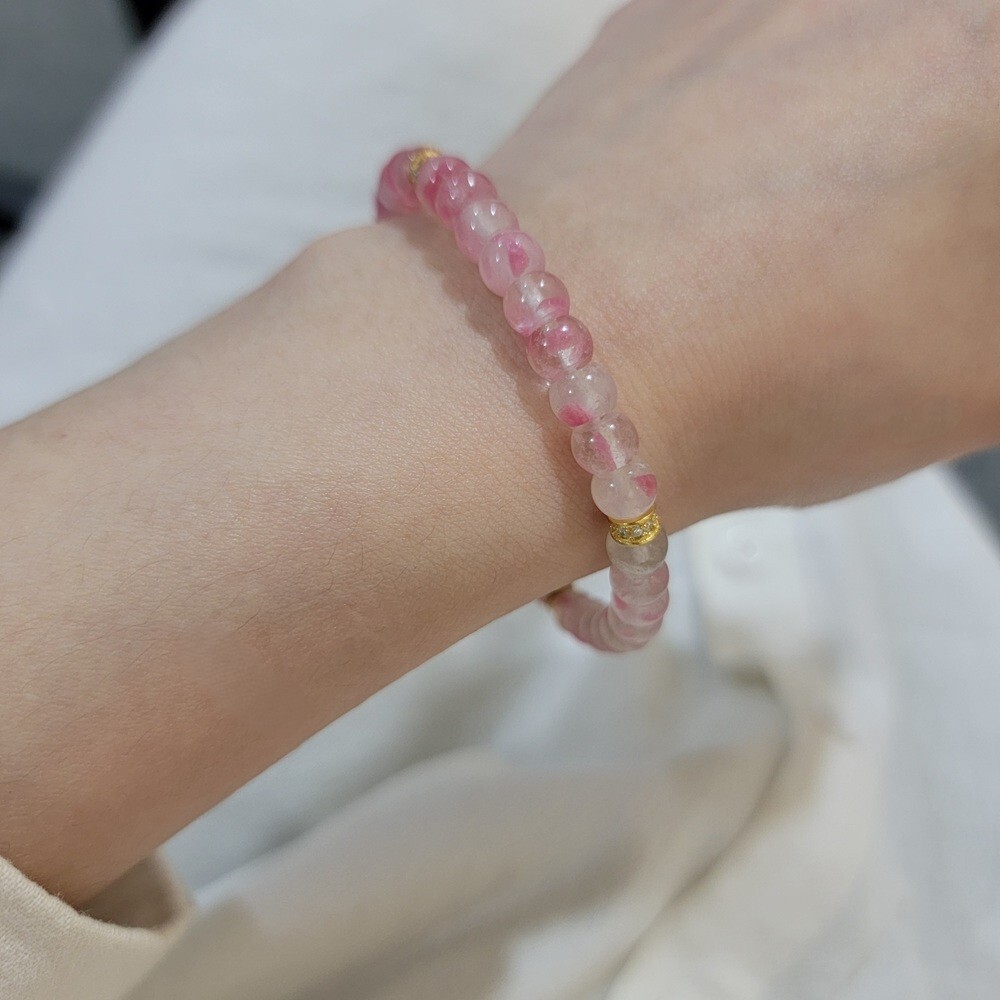 【me.luxe】SV粉紅泡泡水晶鋯石手串
