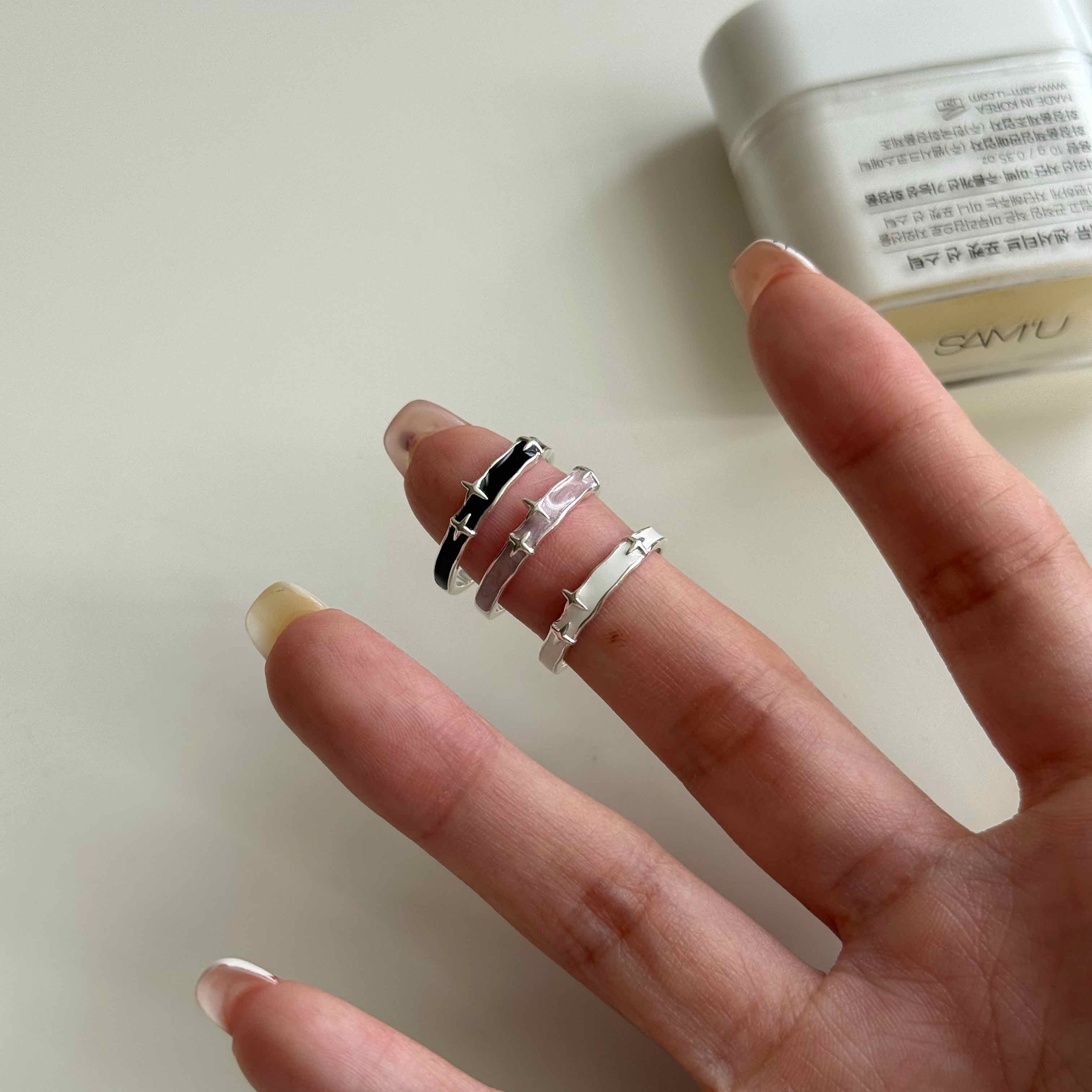 🇰🇷925 silver 星星珐瑯開口戒指｜3 color