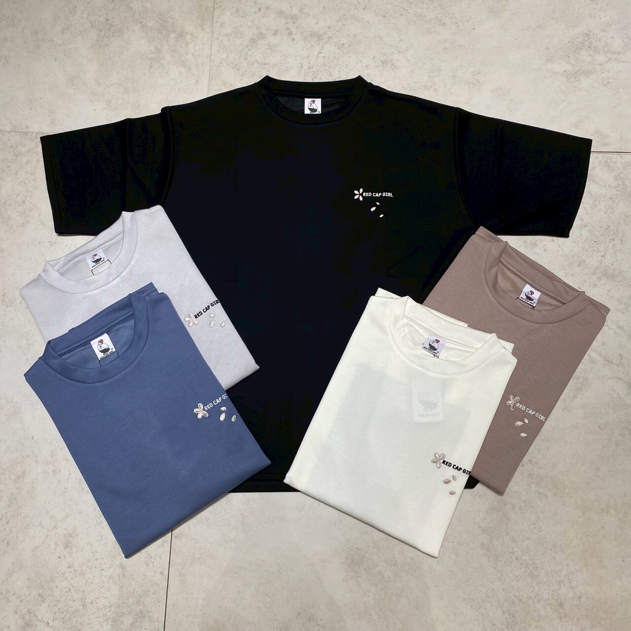 Red Cap Girl Rcg 櫻花刺繡冷感厚磅短T RE25SU20