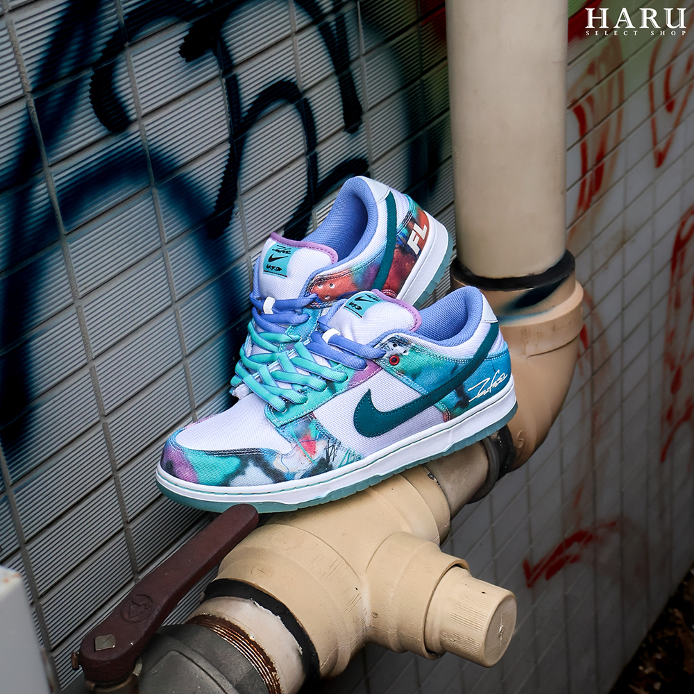 聯名款 Nike SB Dunk Low x Futura Laboratories Bleached Aqua 漂白 帆布 渲染塗鴉藍白 男鞋 HF6061-400