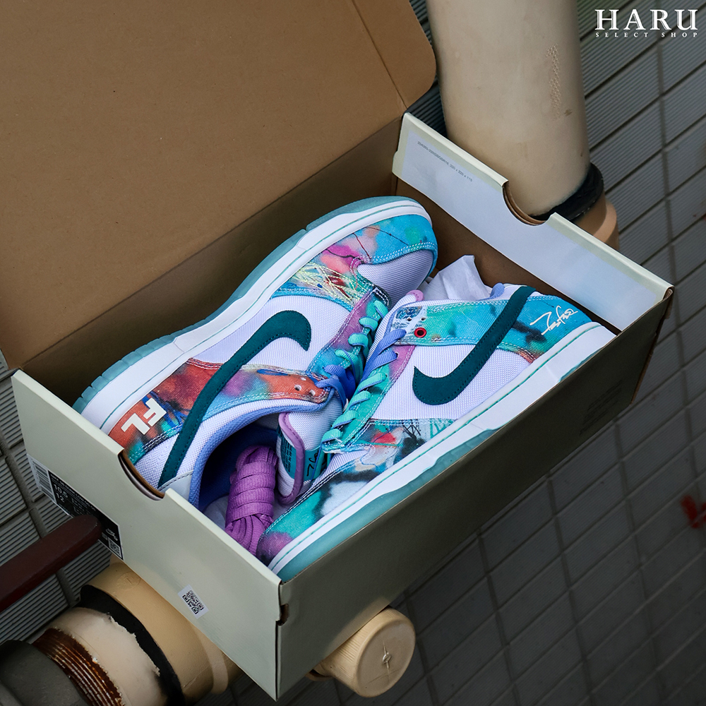 聯名款 Nike SB Dunk Low x Futura Laboratories Bleached Aqua 漂白 帆布 渲染塗鴉藍白 男鞋 HF6061-400