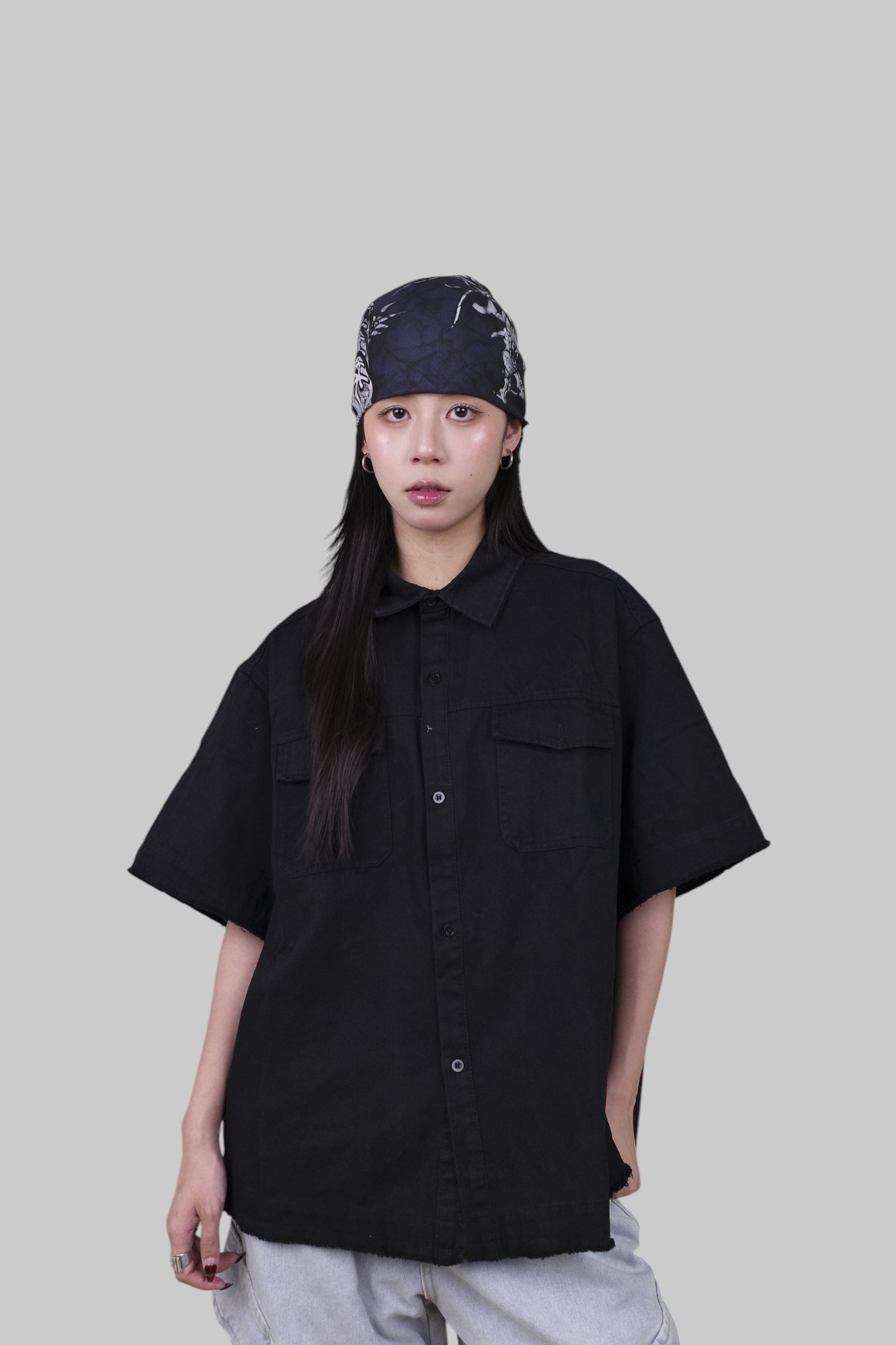 『Always_Good』復古 破壞 多口袋 工裝 BOXY 短袖襯衫