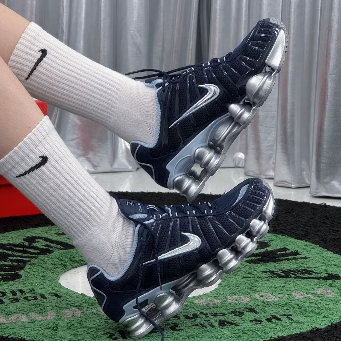 NIKE SHOX TL 深藍 寶寶藍 銀藍色 網眼 彈簧鞋 氣墊鞋 女生復古休閒鞋 IH4481-400