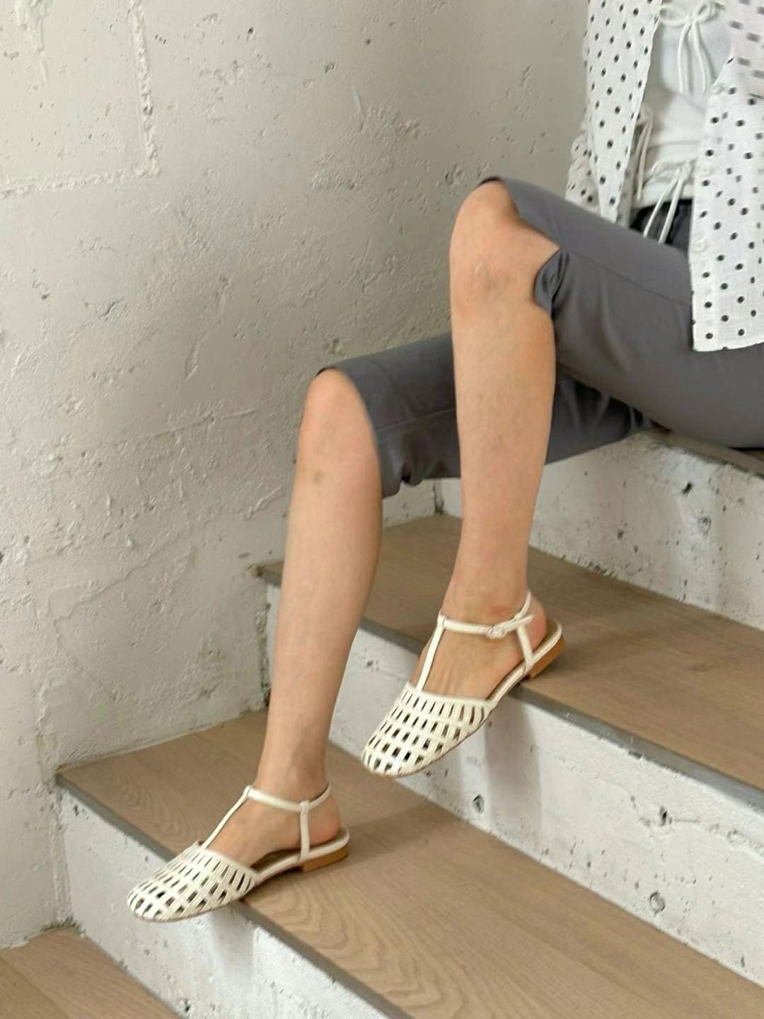 織織丁字搭帶涼鞋