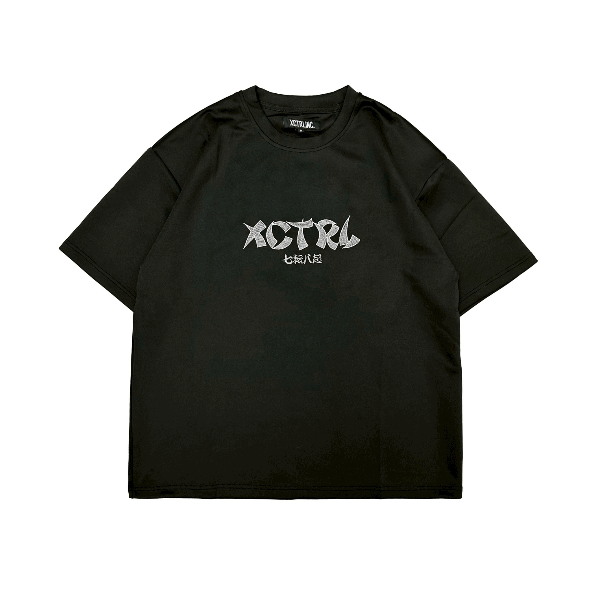 XCTRL 電繡達摩寬版短T-黑