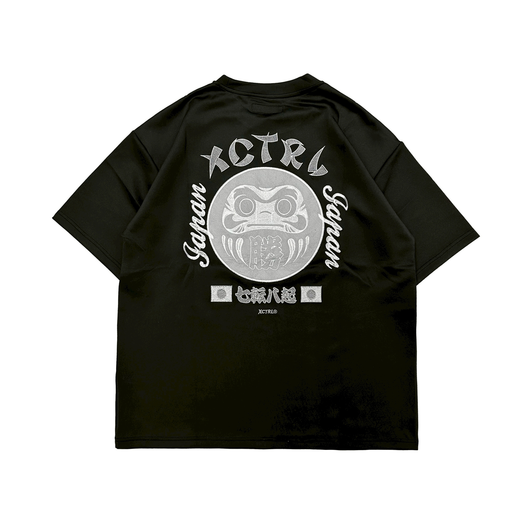 XCTRL 電繡達摩寬版短T-黑