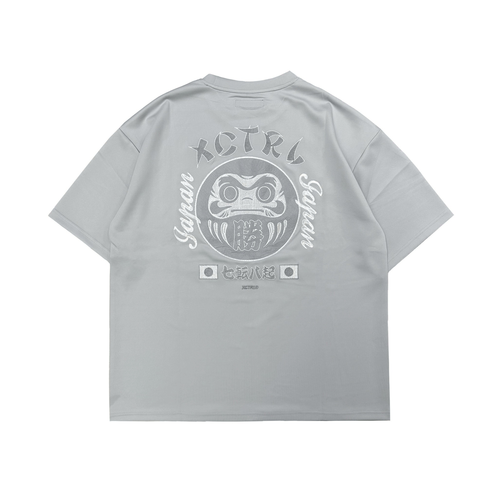 XCTRL 電繡達摩寬版短T-灰