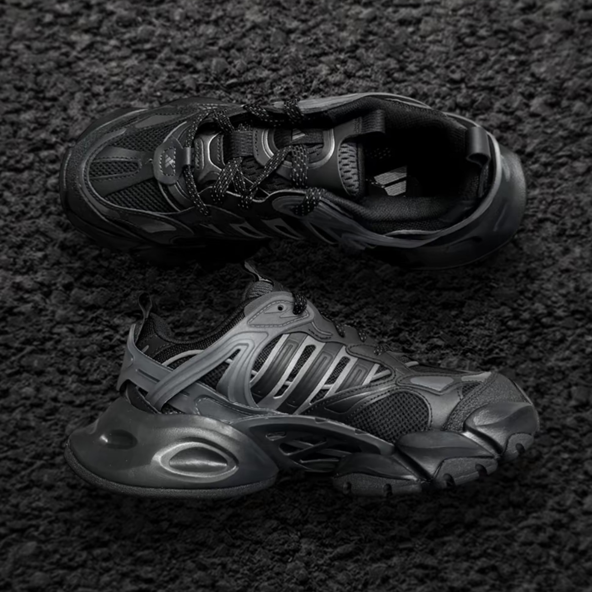 ADIDAS XLG RUNNER DELUXE 黑灰 黑天使 鞋帶反光 厚底 復古 老爹鞋  JR3086