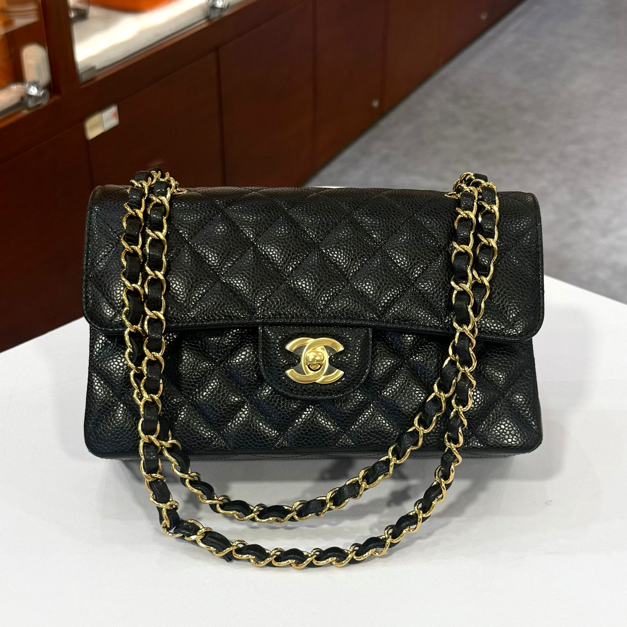 全新CHANEL CF23 A01113 黑色荔枝皮金扣 Classic Flap Bag #CF23 #BRAND NEW #香榭站正品