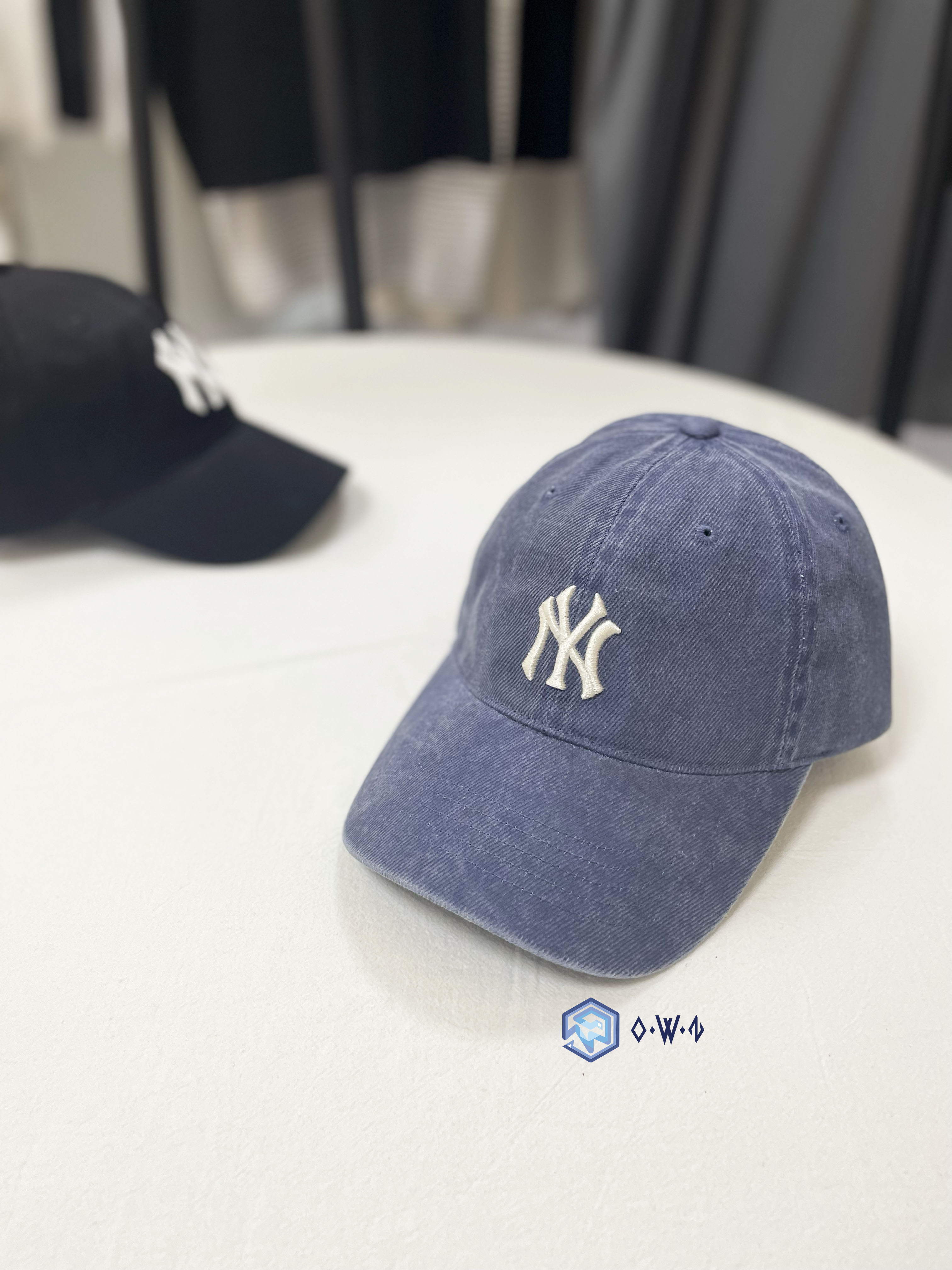 【OWN】MLB Korea 帽子 經典 刺繡 牛仔 老帽 鴨舌帽 棒球帽 karina同款 NY 洋基 藍色 3ACPVV14N-50NYS