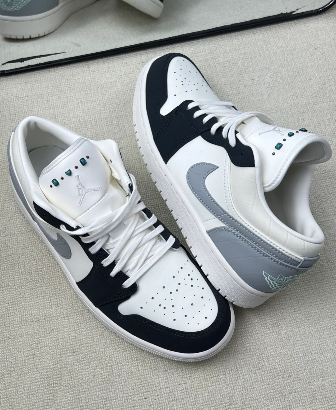 AIR JORDAN 1 LOW 低筒 黑灰 綠松石