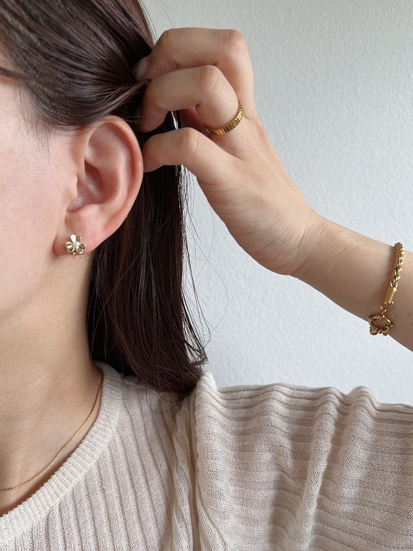 S925 clover hoop pierce