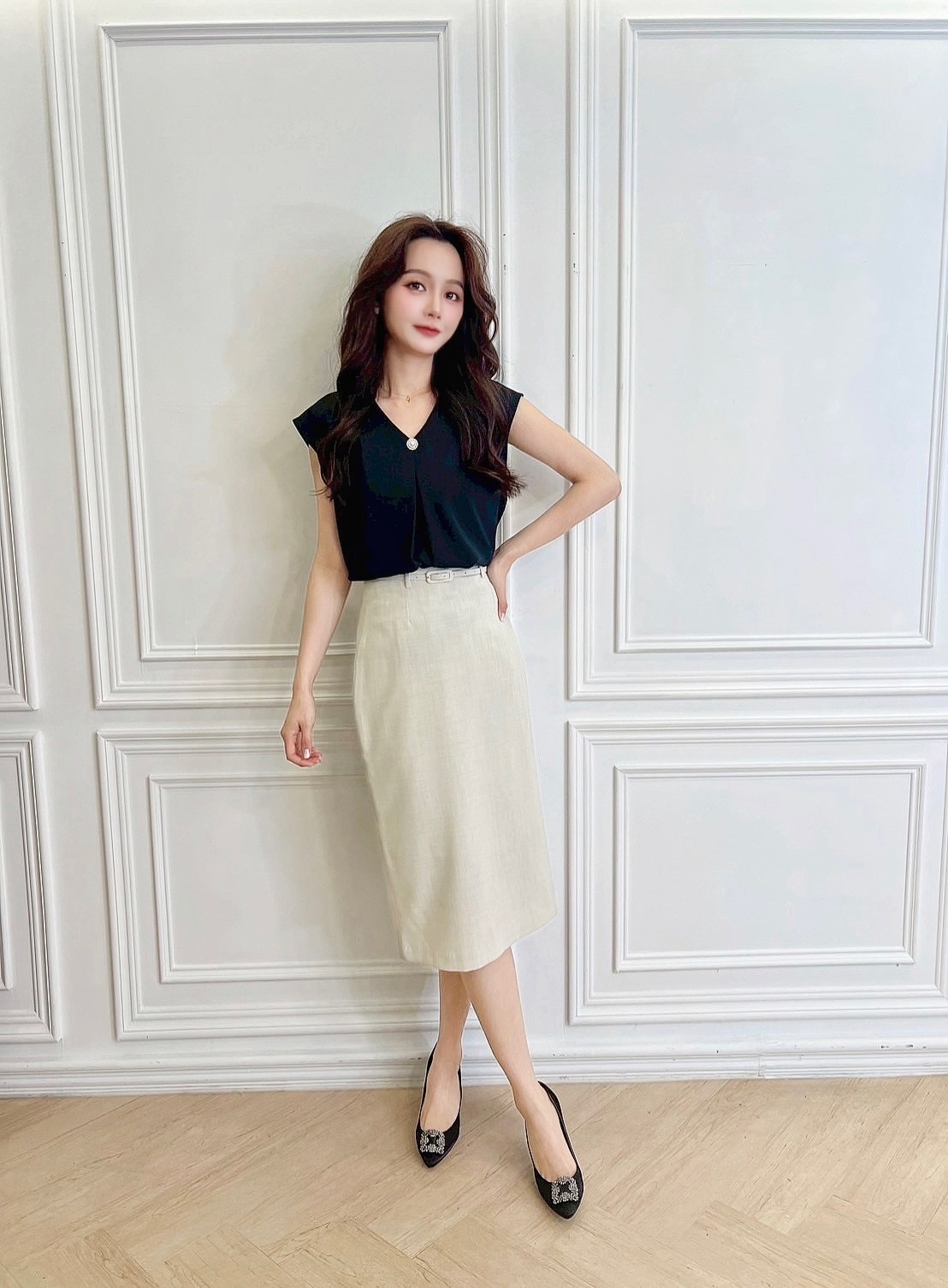 顯瘦腰帶窄裙(夏)