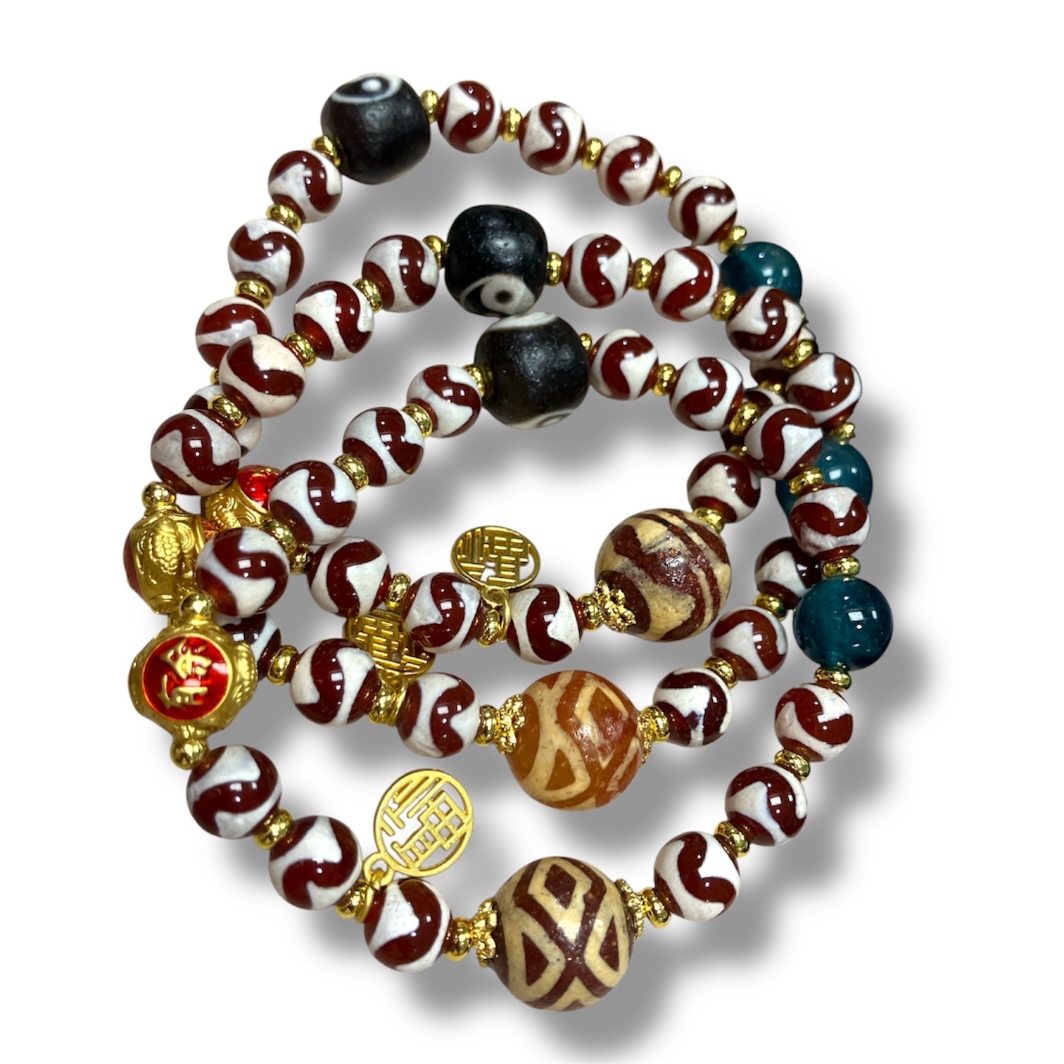 250717 - A18 西藏復古虎牙天珠配珠太極手串