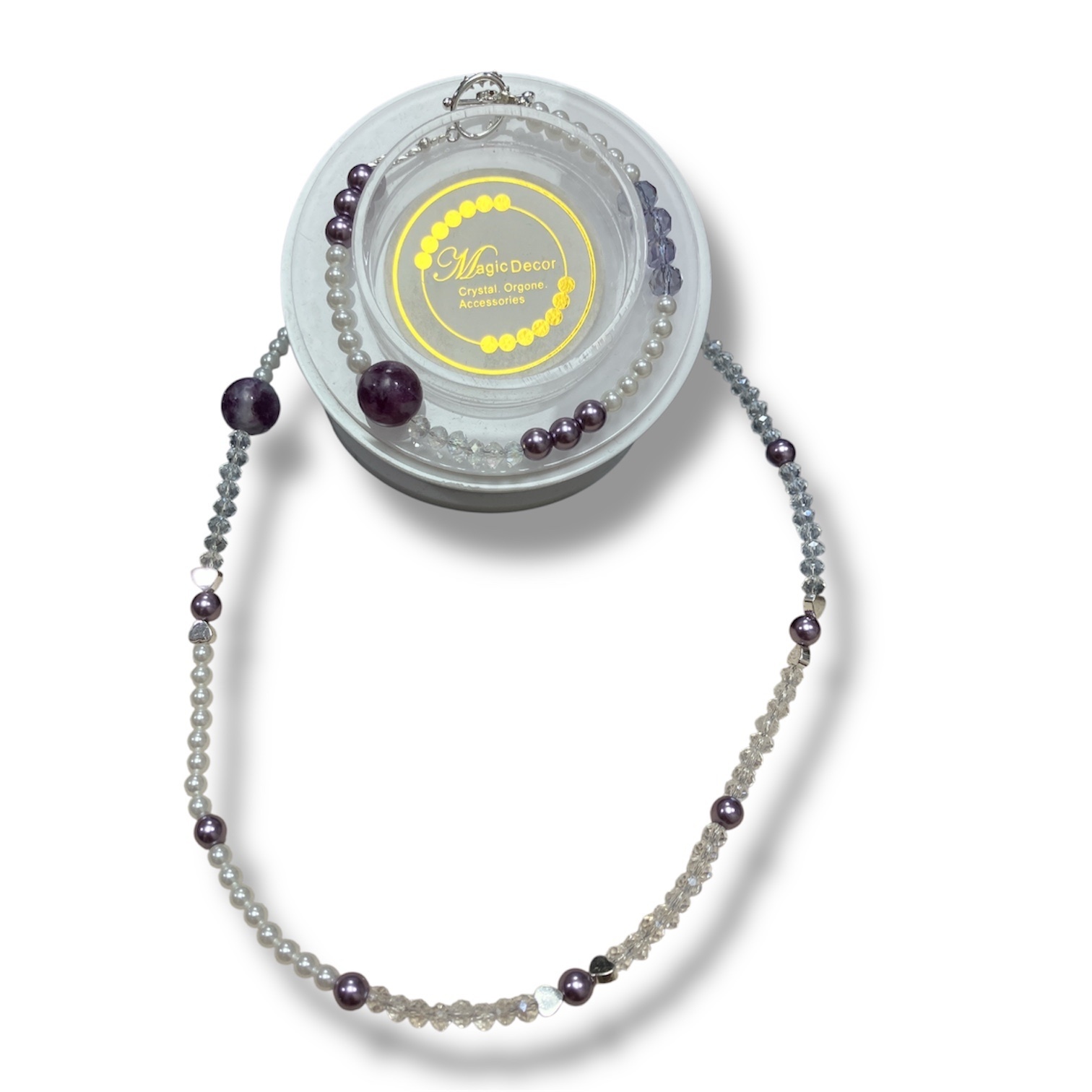 250717 - A27 紫祖母晶貝珠設計款頸鏈+手鏈套裝