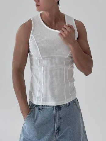 淨色暗直紋背心 V1135