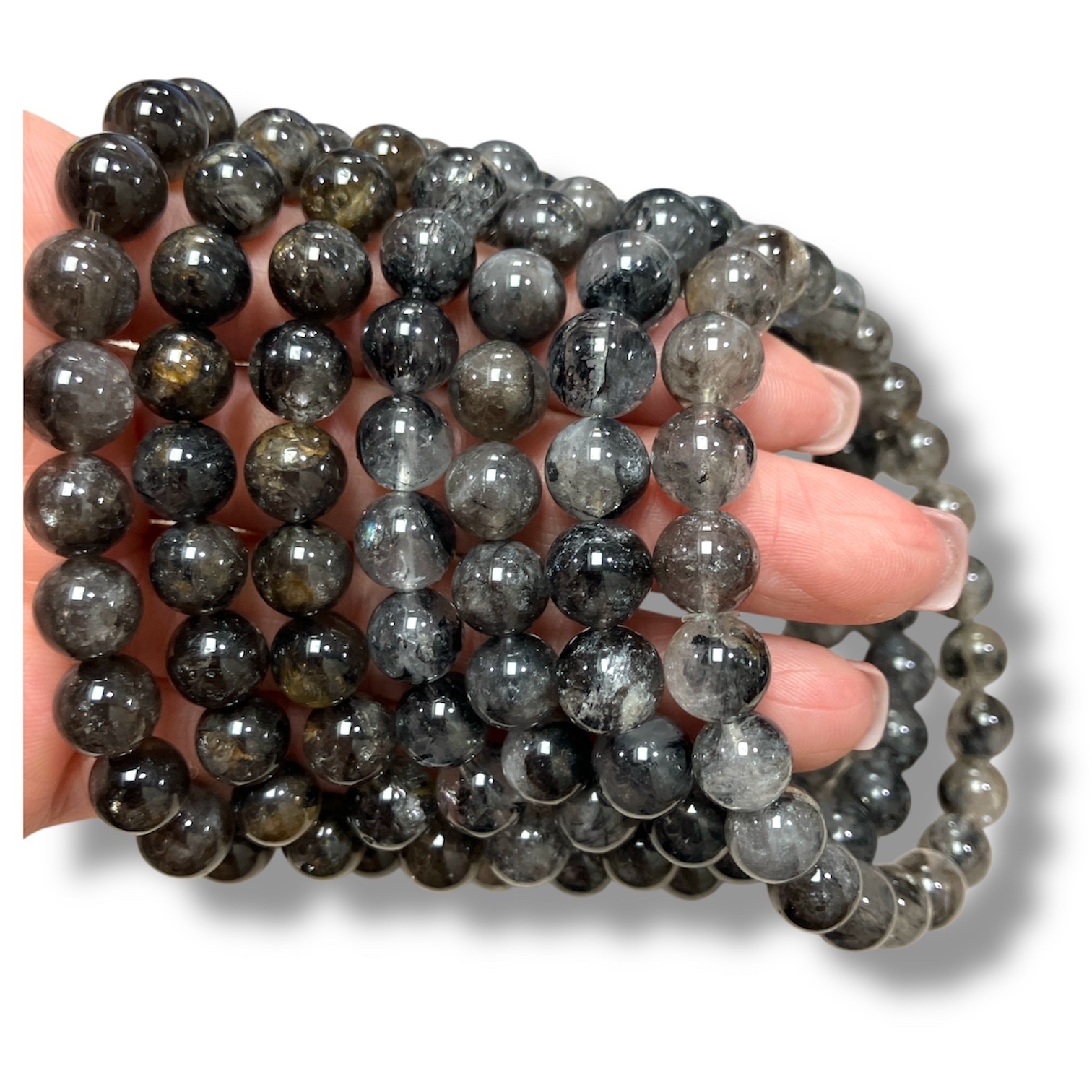 260124 - C60 8mm+黑銀鈦共生閃靈手串