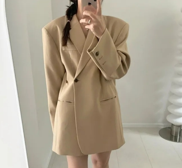 鬆弛感 寬版西裝外套(黑/卡其/綠)