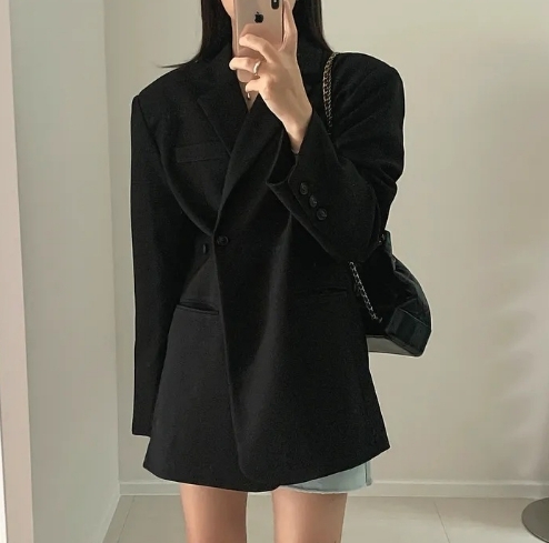 鬆弛感 寬版西裝外套(黑/卡其/綠)