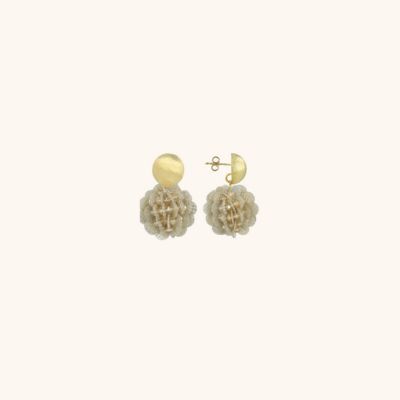 1LG0717-058 LOTT GIOIELLI Crystal Taupe Earrings Sanne Fine Sequin Globe S Gold (單隻) #CESQ040 (A-EU-E)