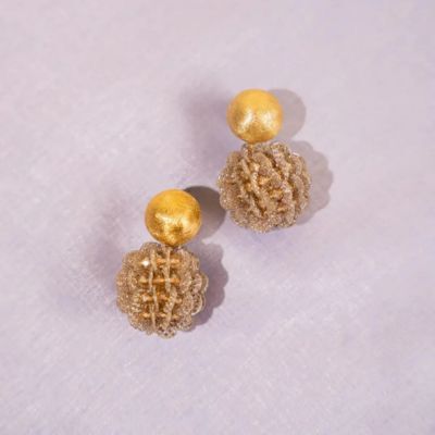 1LG0717-058 LOTT GIOIELLI Crystal Taupe Earrings Sanne Fine Sequin Globe S Gold (單隻) #CESQ040 (A-EU-E)