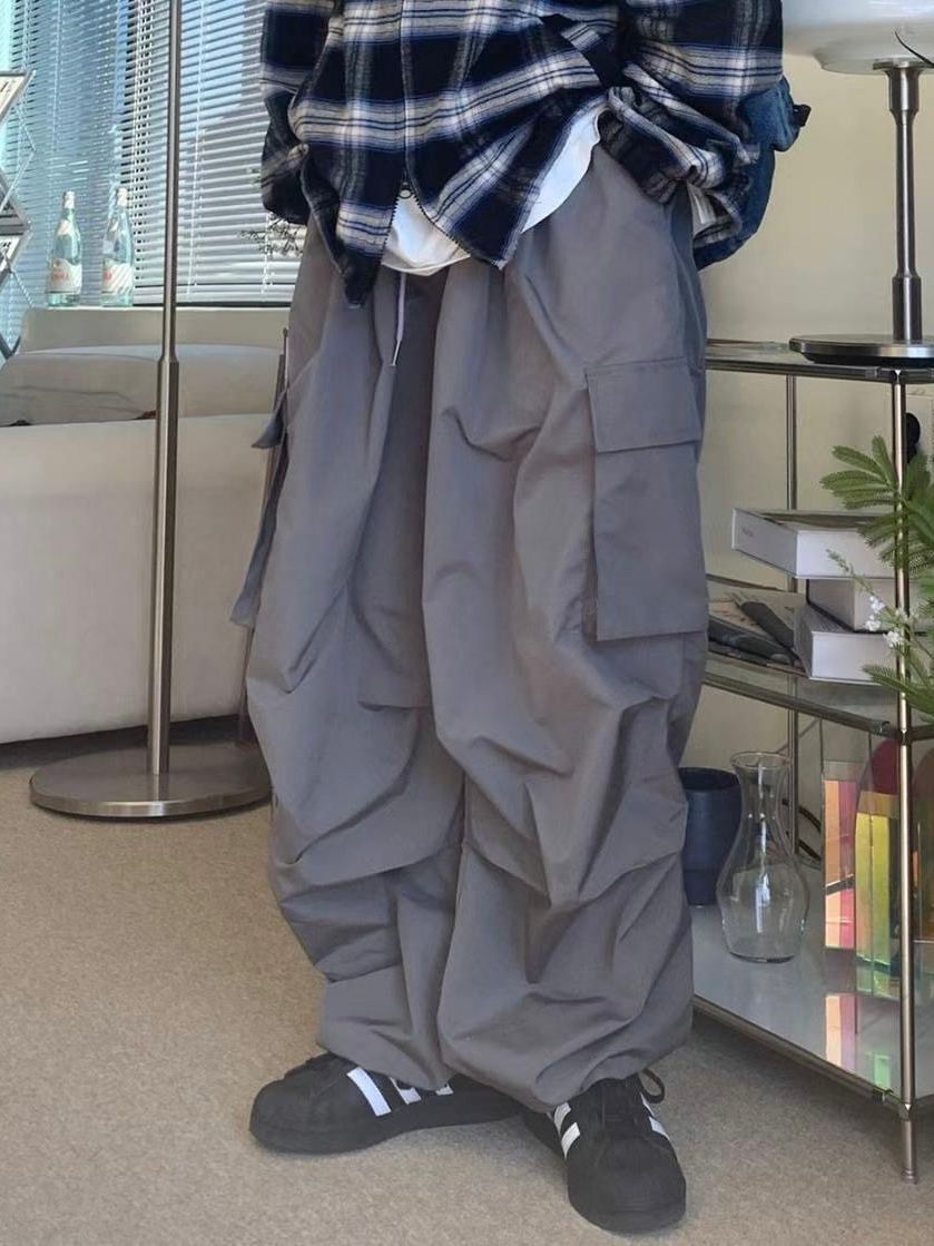 淨色工裝鬆身褲 P2777