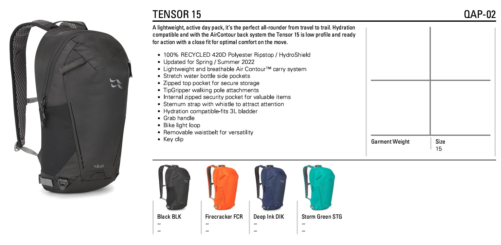 Rab Tensor 15L ( Deep Ink )