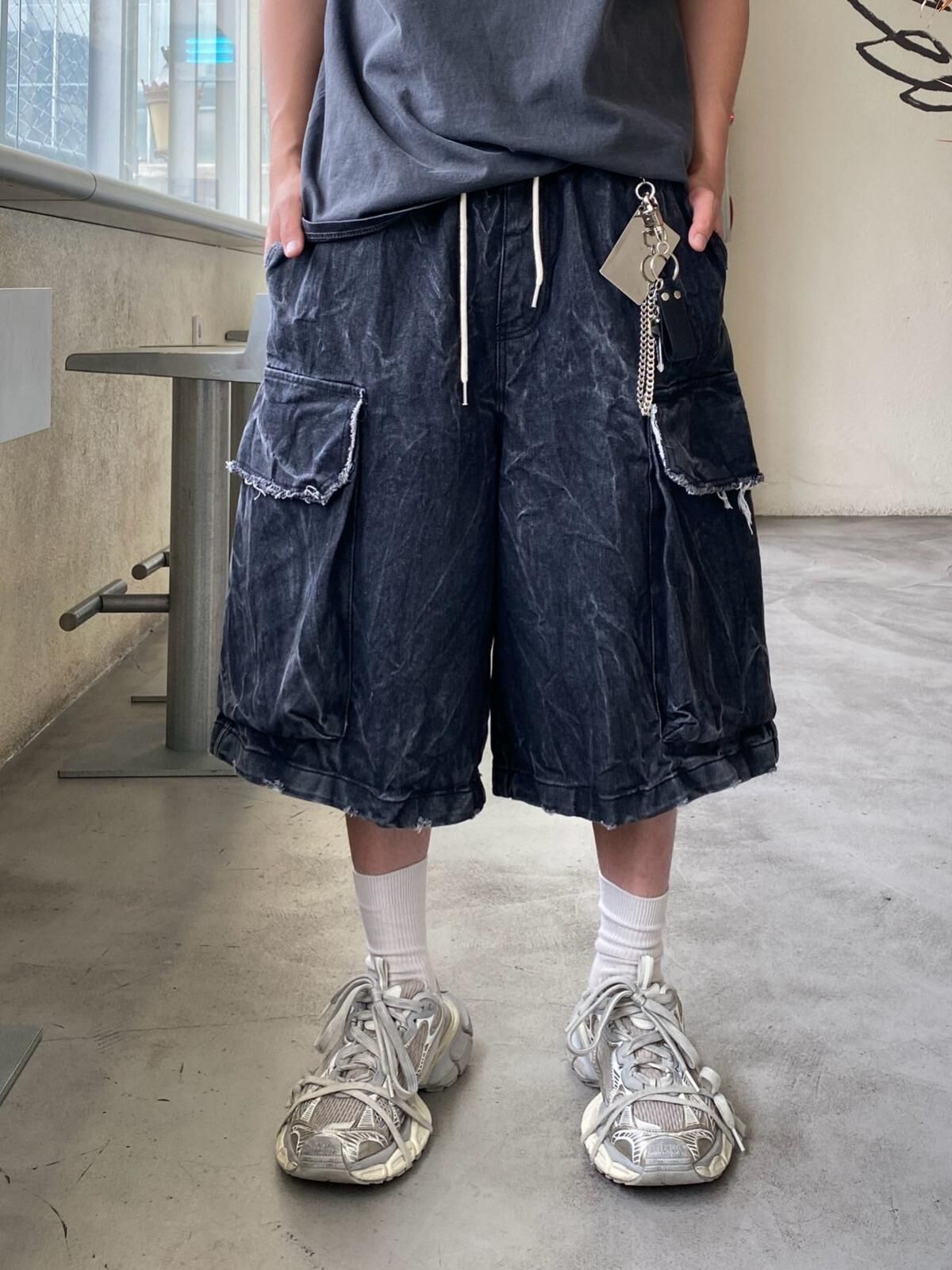 洗水牛仔工裝短褲 P2830