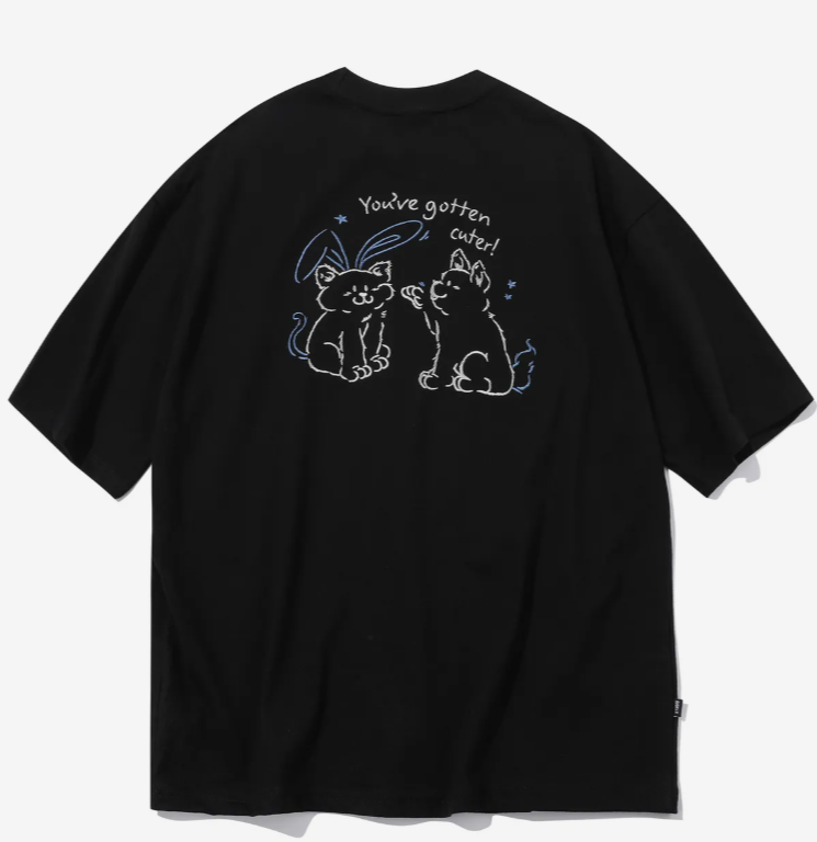 CPGN STUDIO / BUNNY CAT embroidery short T-shirt / black /   JUL25