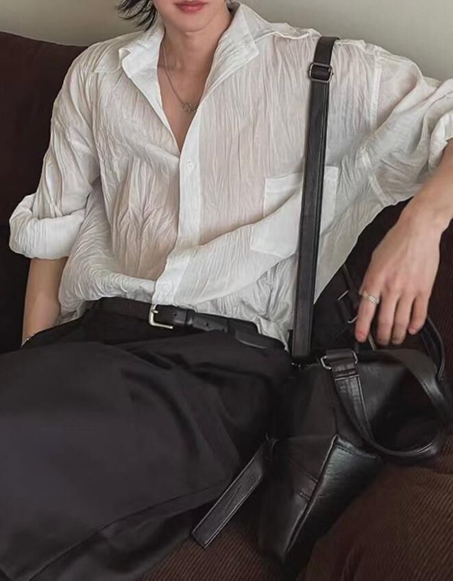 淨色皺布長袖恤衫 S2274