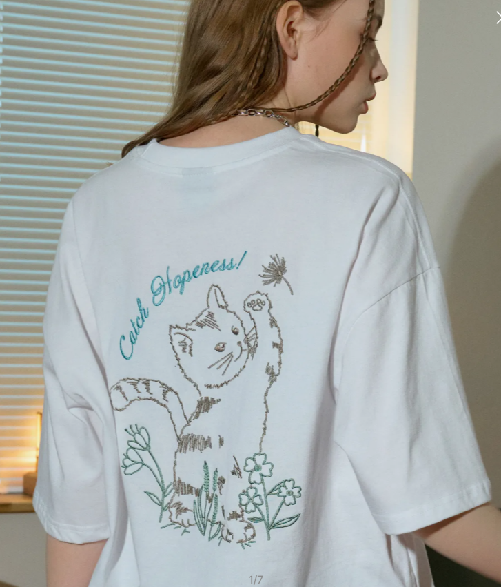 CPGN STUDIO / CATCH HOPE embroidery short T-shirt / white /  JUL25