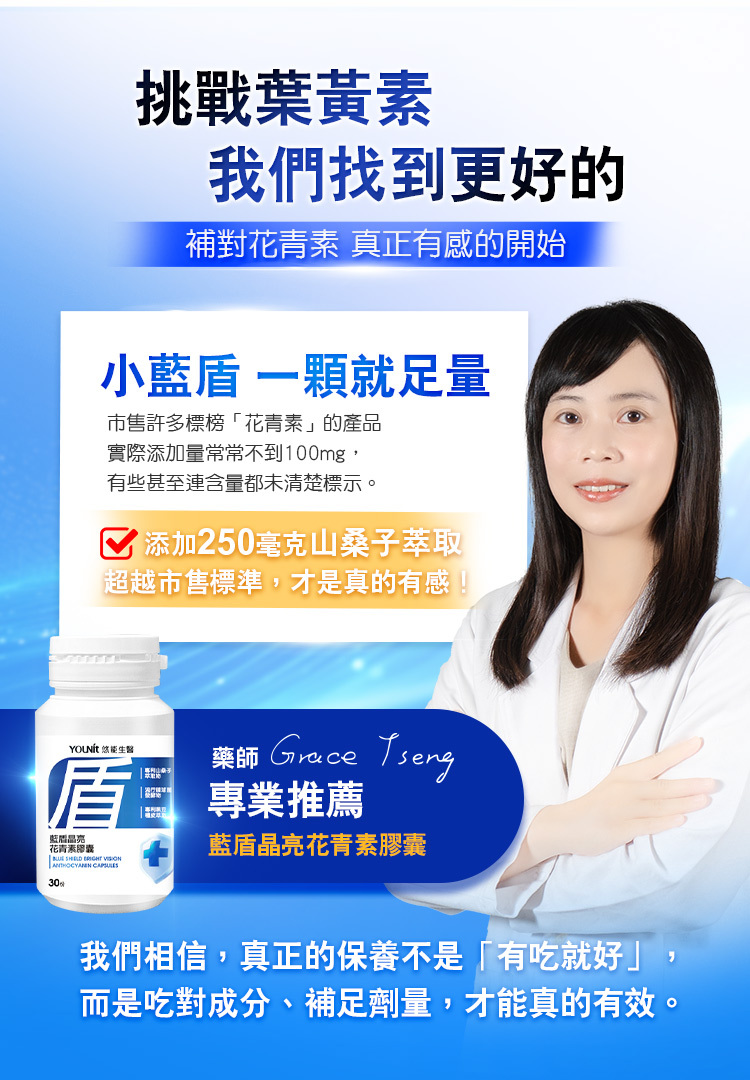 藥師推薦：小藍盾，一顆就足量。補對花青素、更勝葉黃素