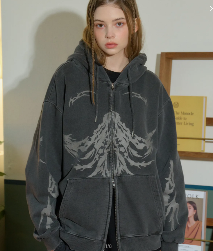 CPGN STUDIO / [2-WAY] Living Bone Pigment Hooded Zip-up/ Smoke Black /  JUL25